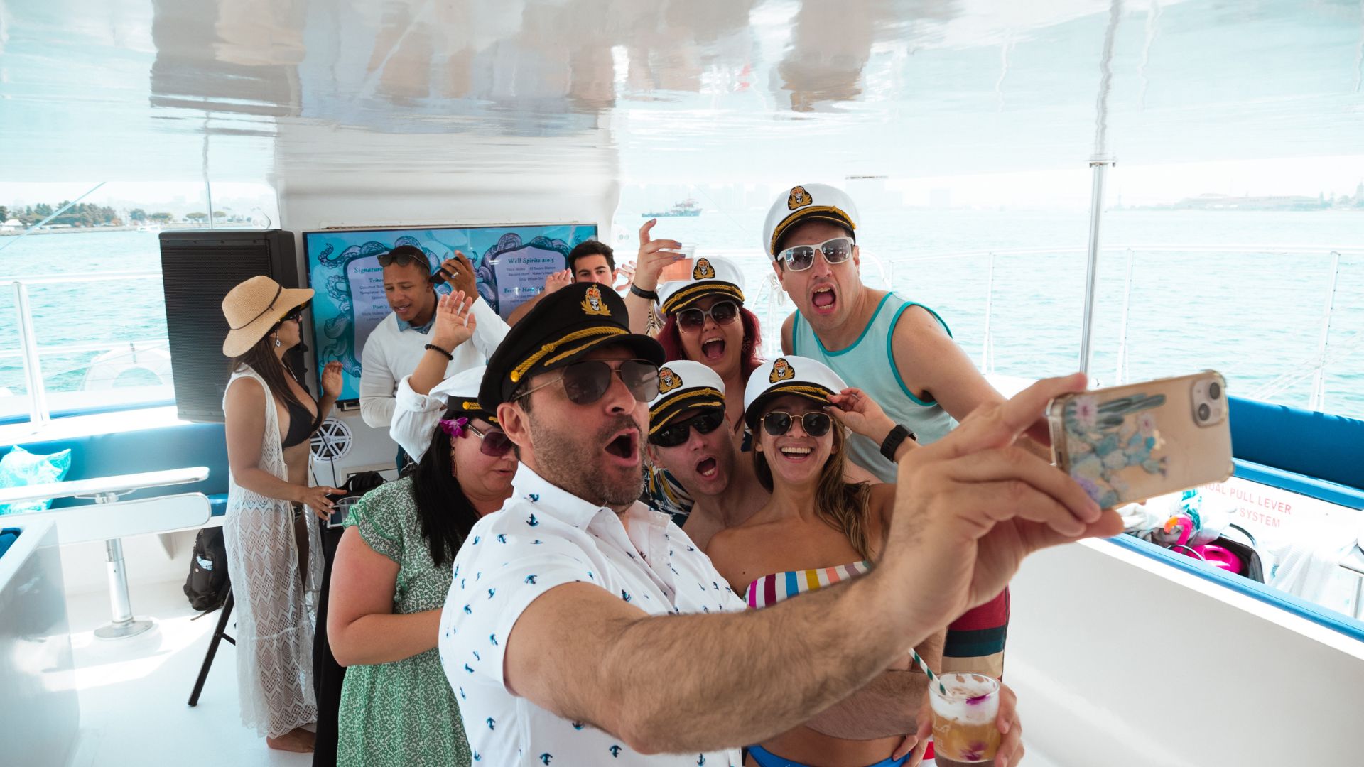 A group on a rented party boat in San Diego